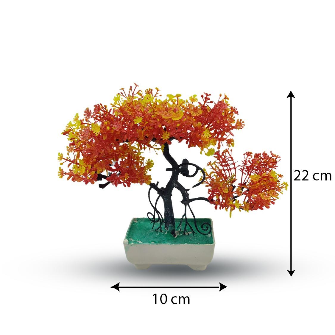 Orange Artificial Bonsai Tree ( 1 Piece )– Bonsai Tree Room Decor for Home, Office & Bedroom | Best Artificial Pot