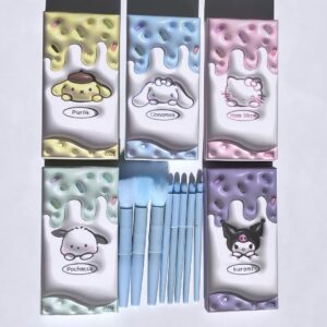 8 Pcs Makeup Brush Set In Velvet Bag Makeup Concealer Brush, Blush Powder Brush - Blue