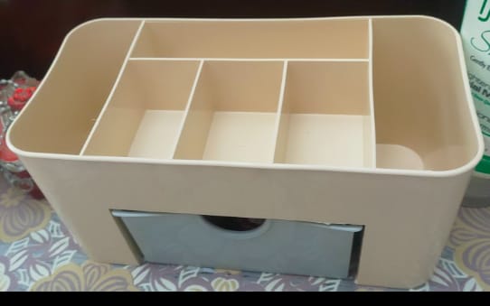 Plastic Makeup Storage Box With Small Drawer For Bathroom, Organizer Drawers, Makeup Brush Organizer Space- Saving Space