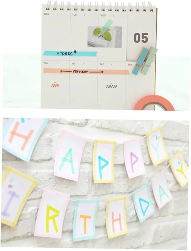 10 Rolls Chic Washi Tape Colorful Rainbow Design Removable Decorative Tape for DIY Stationery Wrapping Photo Album (Rand