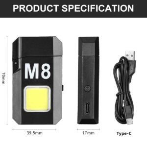 DH-001 COB Led Flashlight With Lighters Dual Arc Pulse Flameless Lighter Type C Rechargeable Lighter Work Light Mini Lig
