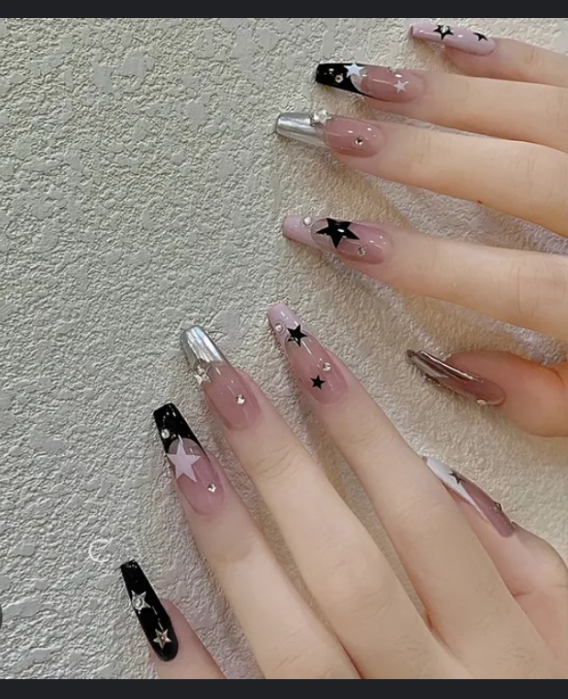 10 PCs Fake Nails False Nails Wearable Nails Stylish Pattern Artificial Nails | Fake Nails For Girls | Artificial Nails
