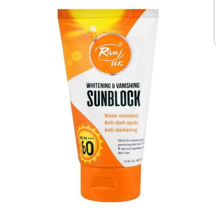 Rivaj Sunblock Whitening & Vanishing SPF60 Ideal for all skin types 100-ml