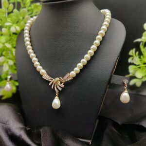 Imported Timeless Pearl Necklace Set with Radiant Pendant & Earrings | Girls & Women Fashion