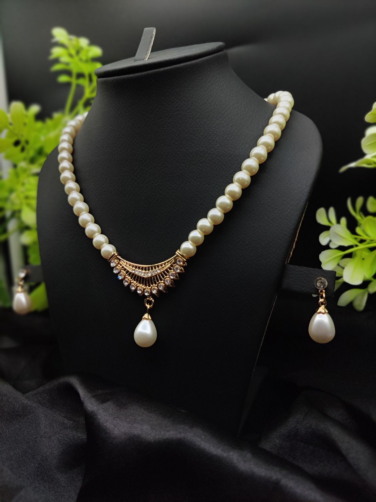 ✨ Imported Pearl Perfection Dual-Strand Necklace Set with Elegant Teardrop Pendant ✨ | Artificial Necklace For Girls &am