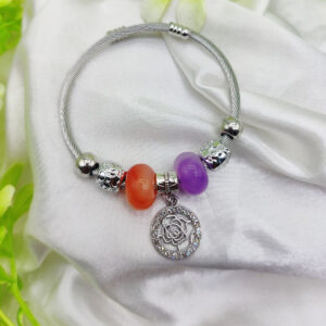 1 Piece Imported Elegant Pandora Bracelet with Rose Charm and Beaded Accents | Best Quality Bracelet For Girls & Wom