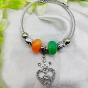 1 Piece Imported Exquisite Silver Pandora Bracelet with Heart Crown Charm and Beaded Details | Best Quality Bracelet For