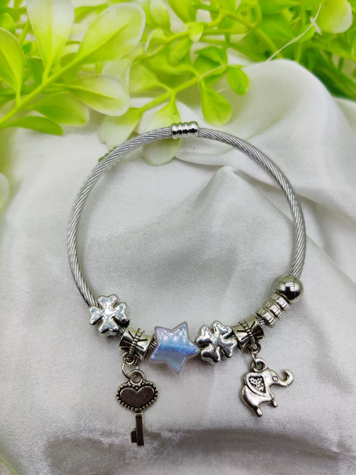 1 Piece Imported Elegant Pandora-Style Charm Bracelet - Starry Opalescent Design | Best Quality Artificial Bracelet For