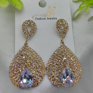Luxurious Teardrop Crystal Earrings with Pave Detailing Earrings - Luxurious Gold Finish | Best Quality Artificial Earri