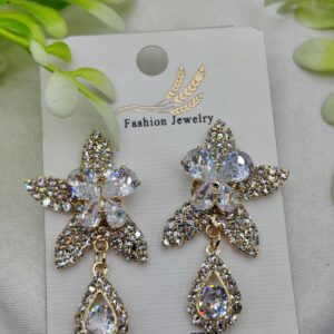 Imported Stunning Crystal Floral Earrings with Teardrop Accent - Nickel Free | Best Quality Artificial Earrings For Girl