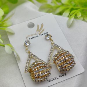 Imported Glamorous Triangle Drop Earrings with Rhinestone Accents | Girls Earrings | Women Earrings | Jewellery