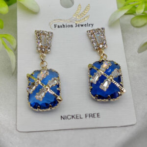Imported Exquisite Sapphire-Blue Crystal Drop Earrings โ Nickel Free | Girls Earrings | Women Earrings | Jewellery