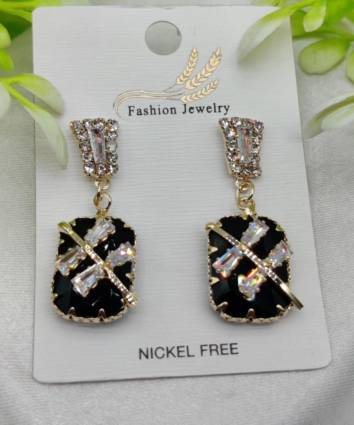 Imported Elegant Black Crystal Earrings with Sparkling Rhinestone Accents – Nickel-Free| Girls Earrings | Women Earrings