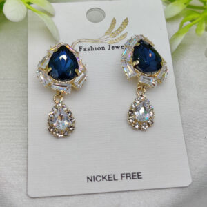 Imported Elegant Royal Blue Drop Earrings with Crystal Accents โ Nickel-Free| Girls Earrings | Women Earrings | Jeweller