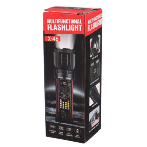 X-46 Multifunctional Flashlight – Telescopic Zoom, Type-C Charging, Power Bank & Multiple Light Modes