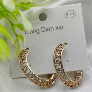 Imported Elegant Geometric Pattern Hoop Earrings - Luxurious Gold Finish | Best Quality Artificial Earrings For Girls &a