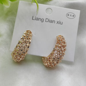 Imported Elegant Textured Hoop Earrings โ Dazzling Gold Finish Earrings - Luxurious Gold Finish | Best Quality Artificia
