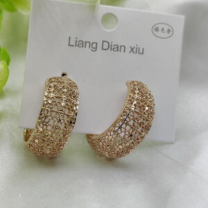 Imported Elegant Glitter Hoop Earrings - Statement Style Earrings - Luxurious Gold Finish | Best Quality Artificial Earr