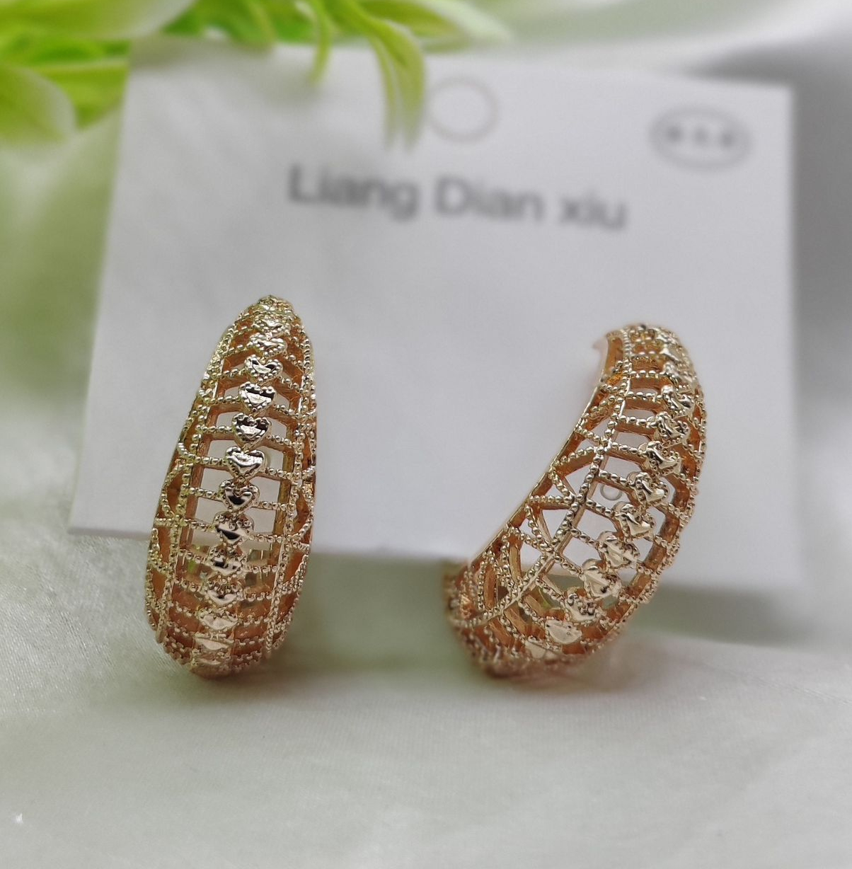 Imported Elegant Hollow Heart Design Gold-Plated Hoop Earrings - Luxurious Gold Finish | Best Quality Artificial Earring