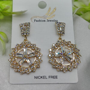 Imported Radiant Baguette Floral Drop Earrings โ Nickel Free Earrings - Luxurious Gold Finish | Best Quality Artificial