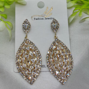 Imported Luxury Crystal Drop Earrings - Intricately Designed for Elegance - Luxurious Gold Finish | Best Quality Artific