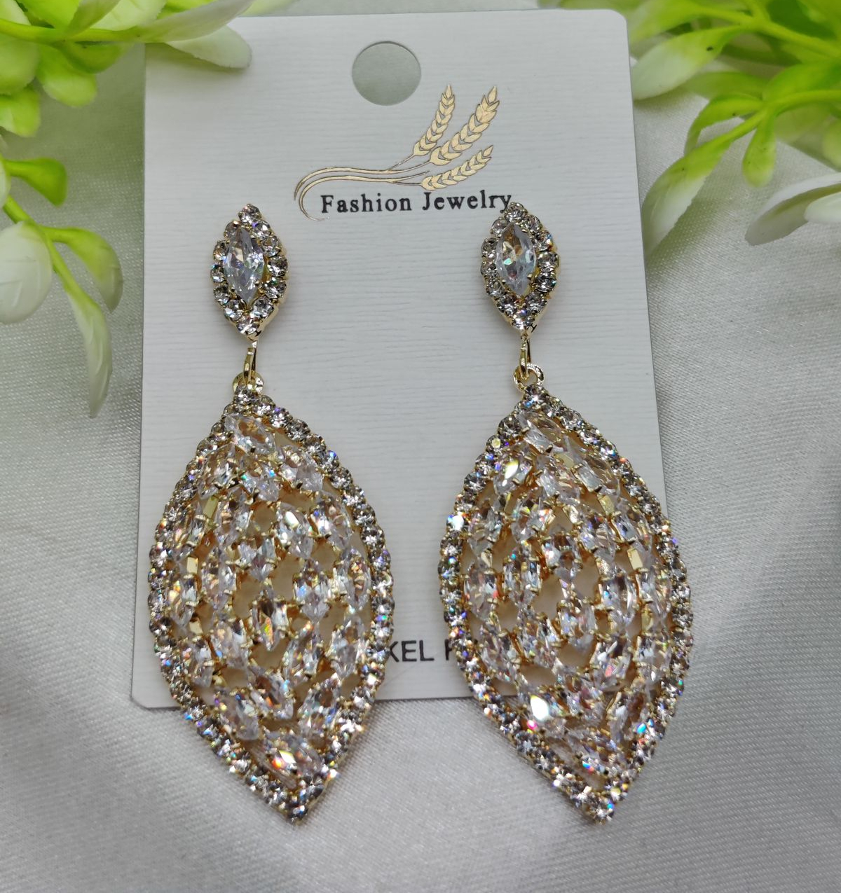 Imported Luxury Crystal Drop Earrings - Intricately Designed for Elegance - Luxurious Gold Finish | Best Quality Artific