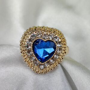 1 Piece Imported Heartfelt Elegance Blue Crystal Ring | Adjustable Ring – Timeless Charm   | Best Quality Adjustable Rin