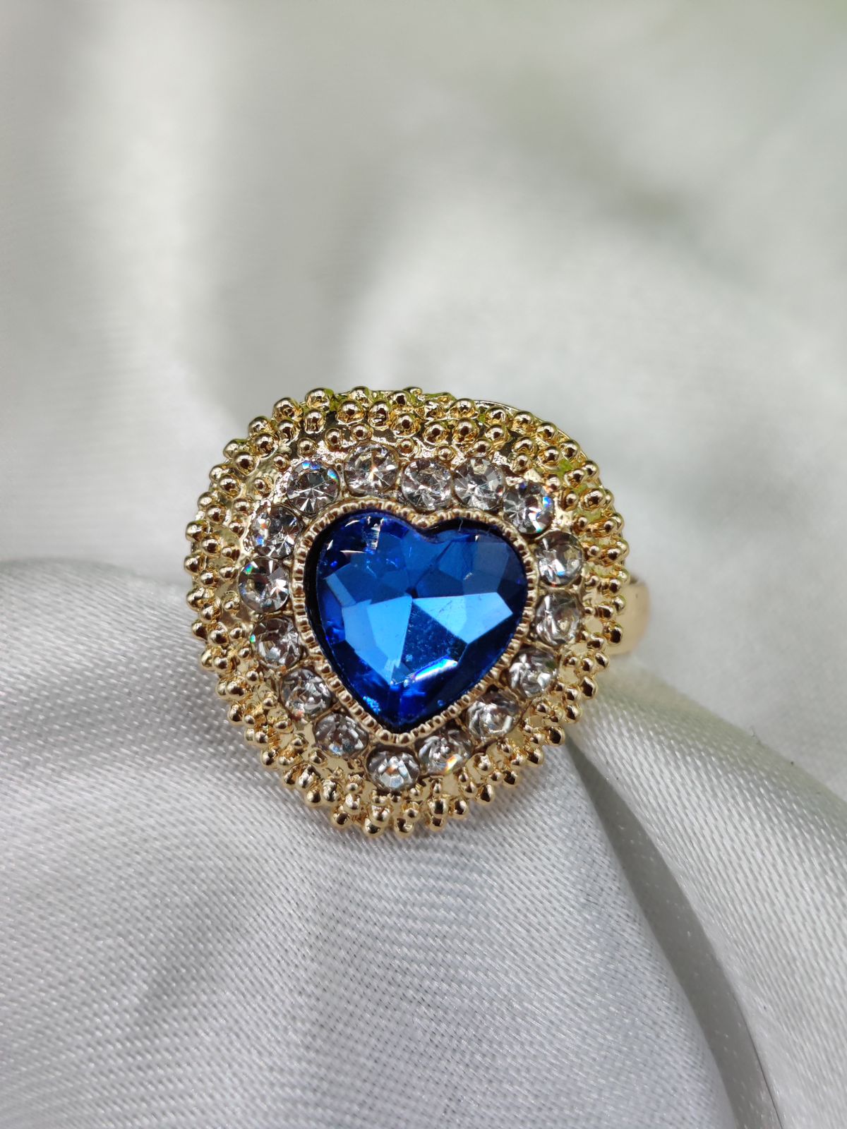 1 Piece Imported Heartfelt Elegance Blue Crystal Ring | Adjustable Ring – Timeless Charm   | Best Quality Adjustable Rin