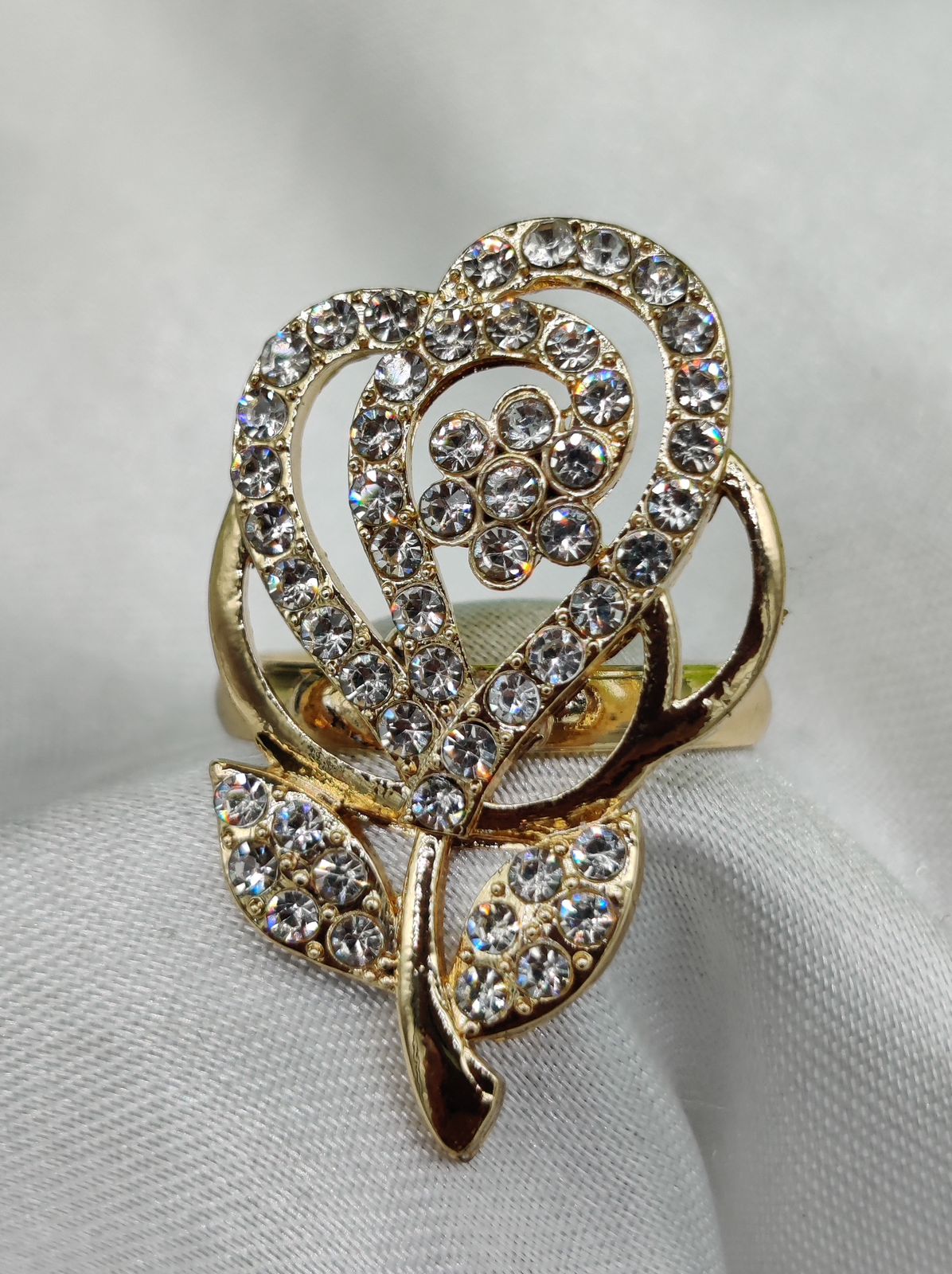 1 Piece Imported Sparkling Floral Elegance Adjustable Ring | Elegant Design Adjustable Ring For Girls & Women