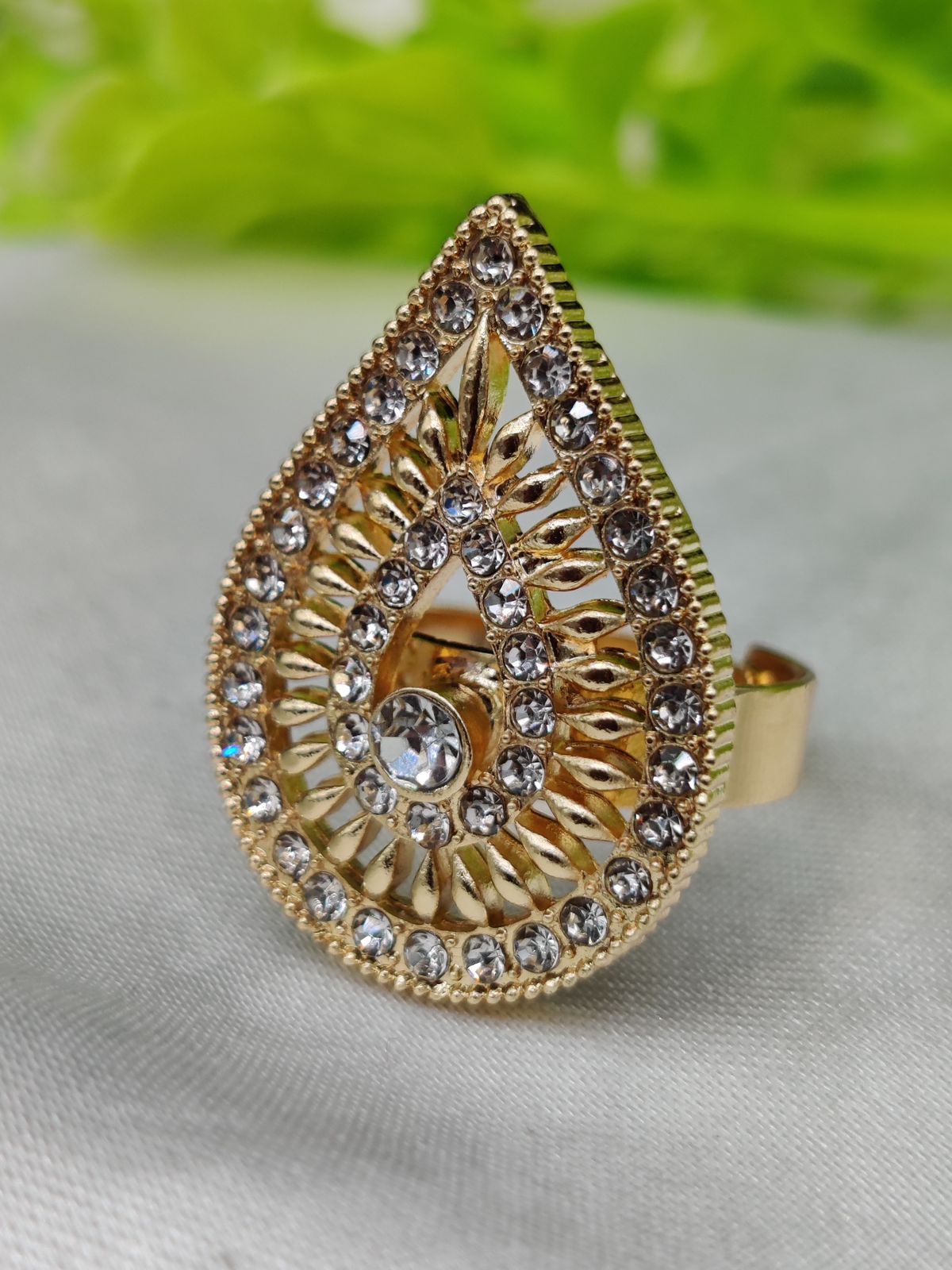 1 Piece Import Radiant Teardrop Crystal Embellished Ring | Best Quality Adjustable Ring For Girls & Women | Ring For