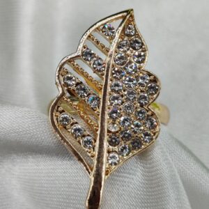 1 Piece Imported Elegant Crystal-Studded Leaf Ring | Best Quality Ring For Girls & Women | Adjustable Ring | Elegant
