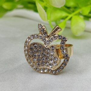 1 Piece Imported Glittering Crystal Apple Ring – Elegance Redefined ✨ | Luxurious Design Ring | Adjustable Ring | Ring F