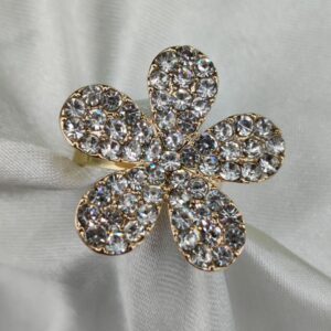 1 Piece Imported Sparkling Floral Crystal Ring – Radiant Elegance in Every Petal! | Luxurious Design Ring | Adjustable R