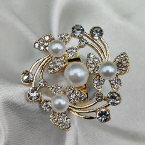 1 Piece Imported Exquisite Floral Pearl Ring – A Symphony of Elegance and Sparkle   | Luxurious Design Ring | Adjustable
