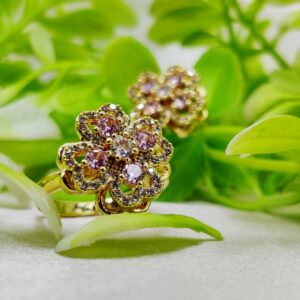 1 Piece Imported Elegant Moveable Floral Cluster Ring with Sparkling Zircon Detailing   | Luxurious Design Ring | Adjust
