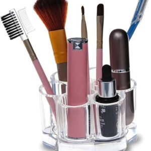 6 Slot Round Shape Lipstick Organizer Flower Shape Clear Acrylic Makeup Cosmetic Jewelry Storage Case Makeup Brush Holde