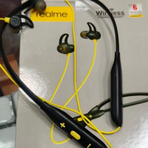 Realme Wireless Stereo Neckband Headset โ Bluetooth 5.0 | Deep Bass, Long Battery, Sweatproof Earphones (Copy)