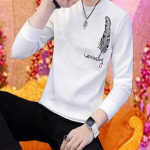 Men's Stylish Leaf Print Full Sleeves T-Shirt - Latest Designer Summer Collection | Premium Stitched Party & Casual