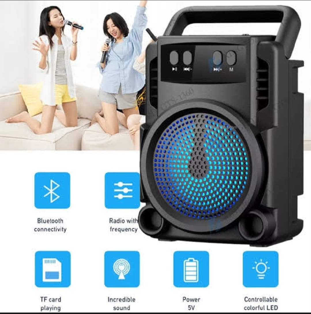 GTS 1360 Portable Rechargeable Mini Wireless Bluetooth Speaker With FM Radio USB & SD Card Supported Super Loud Ster