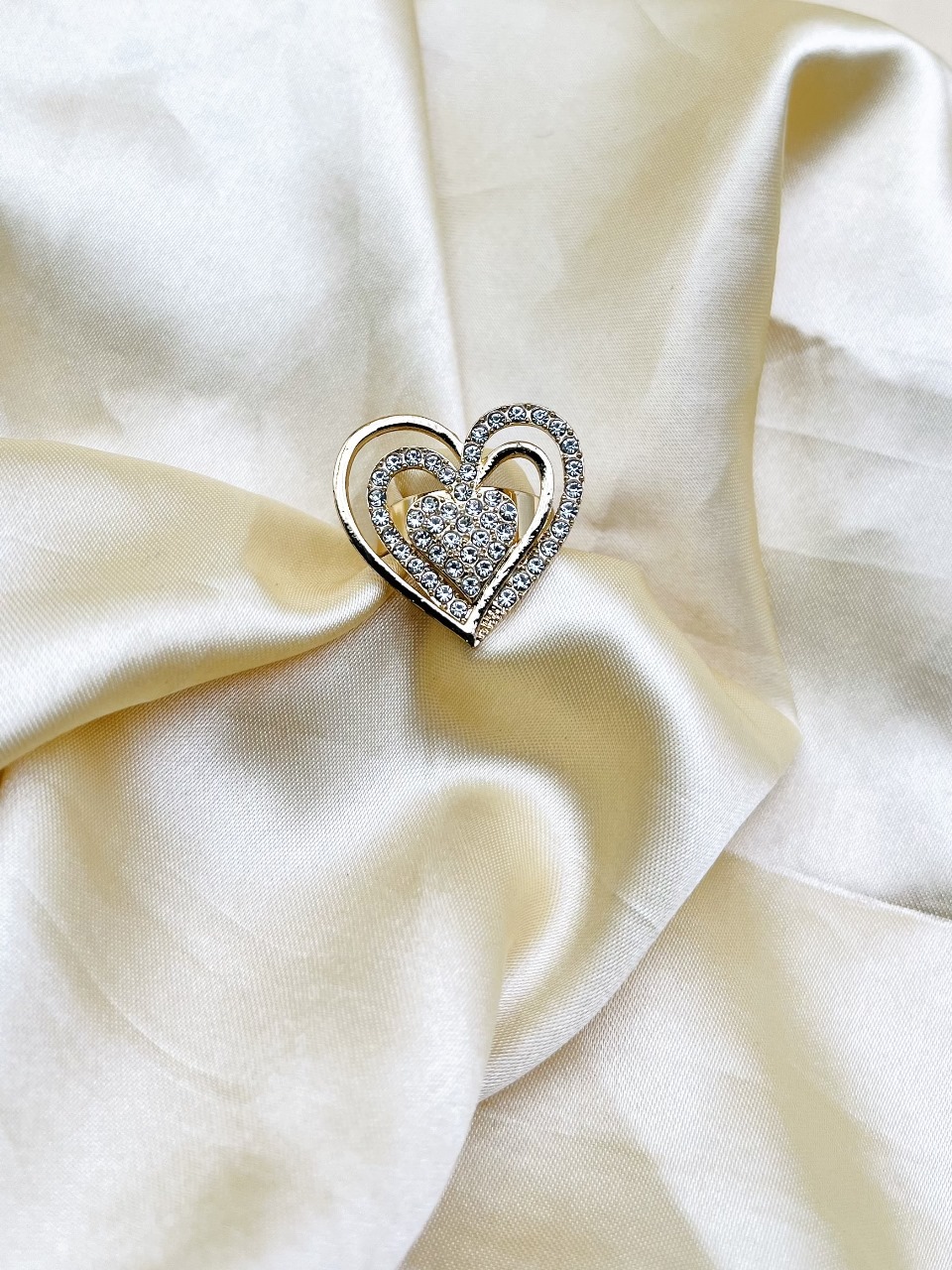 1 Piece Imported Radiant Double Heart Crystal Ring – A Love That Shines  ❤️ | Best Quality Adjustable Ring | Ring For Gi