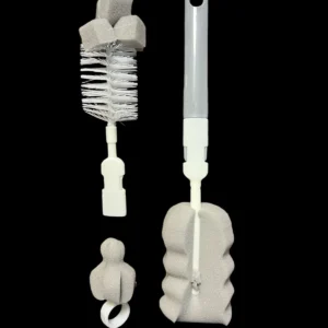 (pack of 3 )Baby Bottle and Teath Brush Set with Changeable Endings โ Bottle, Sponge, Straw, and Pacifier (random color
