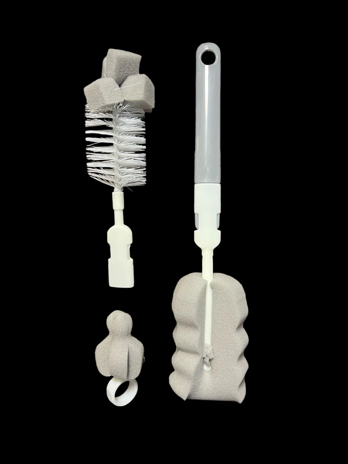 (pack of 3 )Baby Bottle and Teath Brush Set with Changeable Endings – Bottle, Sponge, Straw, and Pacifier (random color