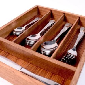 Wood Utensil Holder & Flatware Organizer Tray for Dining and Kitchen Use | Wooden CUTLERY REST WOOD | Wooden Cutlery