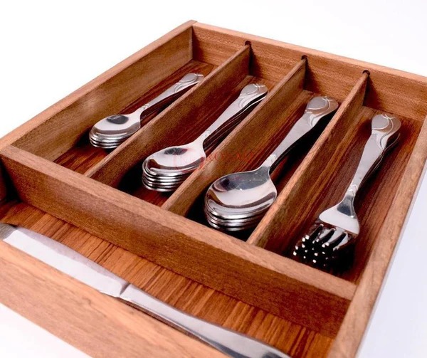 Wood Utensil Holder & Flatware Organizer Tray for Dining and Kitchen Use | Wooden CUTLERY REST WOOD | Wooden Cutlery