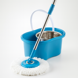 Spin Mop - Easy Spin Magical Mop Set [Steel Bucket] - 360 Degree Microfiber Mop Head Home Clean Tools Microfiber(Steel B