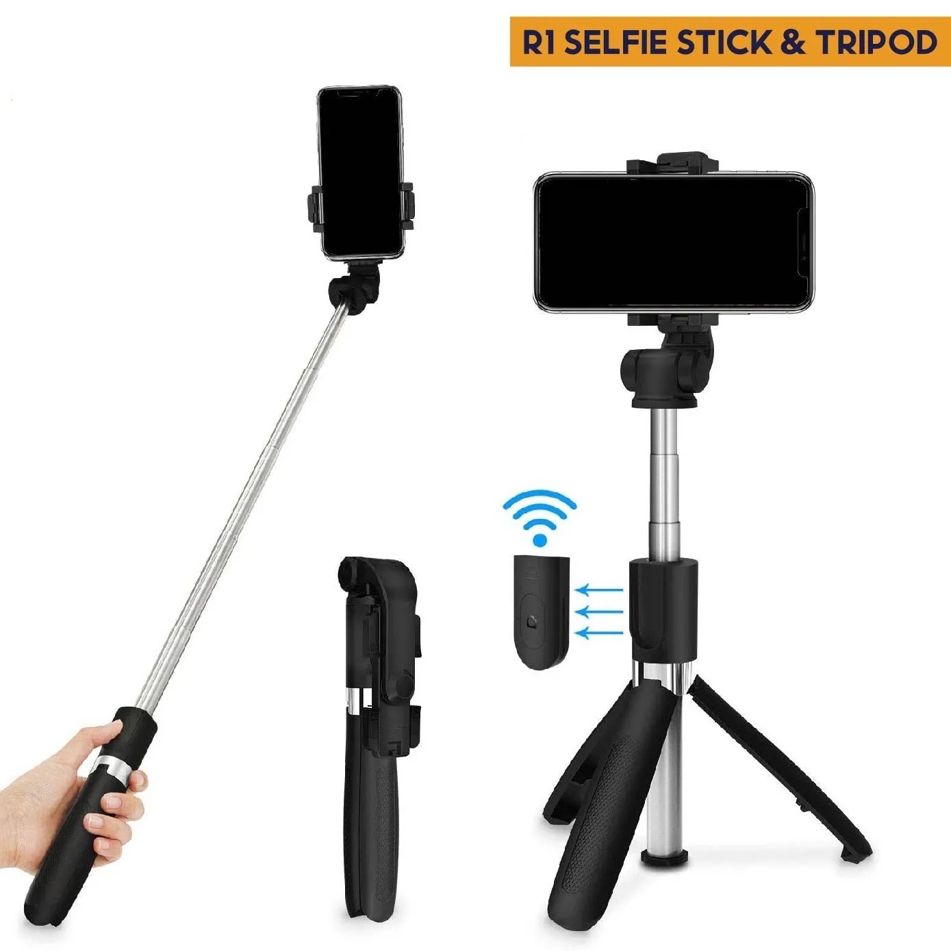 Selfie Stick Tripod R1S Bluetooth Remote Control Tripod Selfie Stick New Model with Wireless Remote Shutter Compatible w