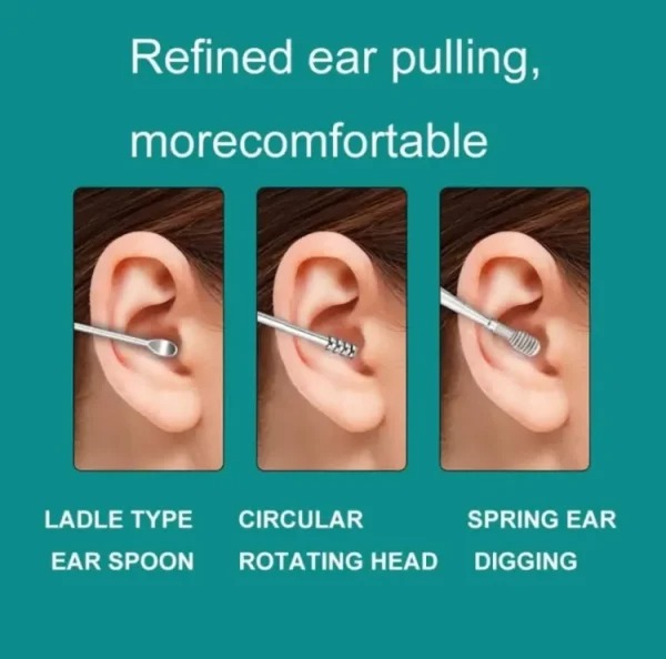 Pack off 6 Ear Pick with Storage Bag Dig Ear Wax Remover Cleaner Care Portable Travel Kit Cleaner Spoon