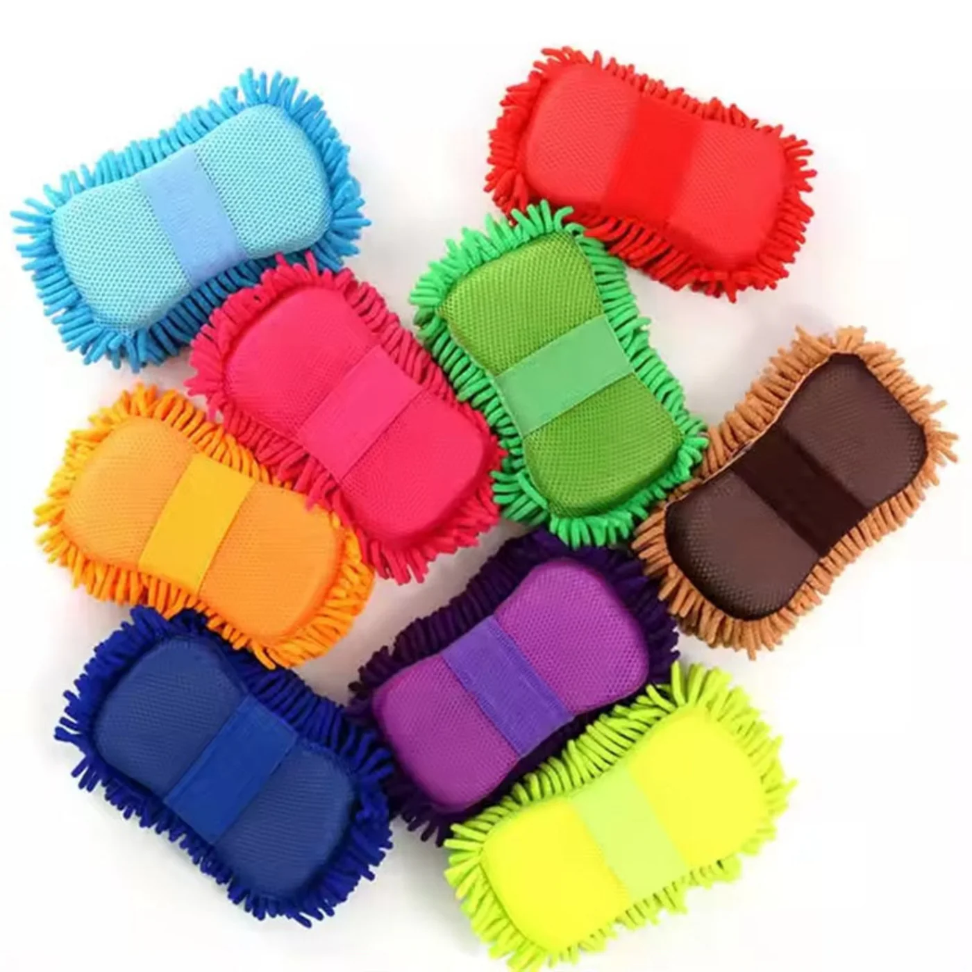 Microfiber Sponge Pad with Grip Handle Multipurpose Microfibre Wash & Dry Cleaning Sponge, 1 Piece - Random Color