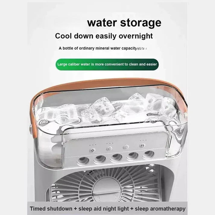 10 inche Portable Air Conditioner Fan: USB Electric Fan with LED Night Light, Fine Mist Water, and Humidifier Function |