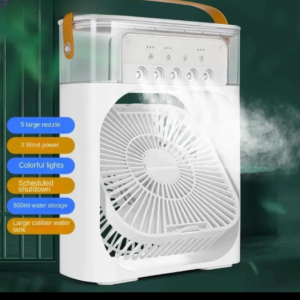 Portable Air Conditioner Fan Large Size USB Electric Fan with LED Night Light, Fine Mist Water, and Humidifier Function